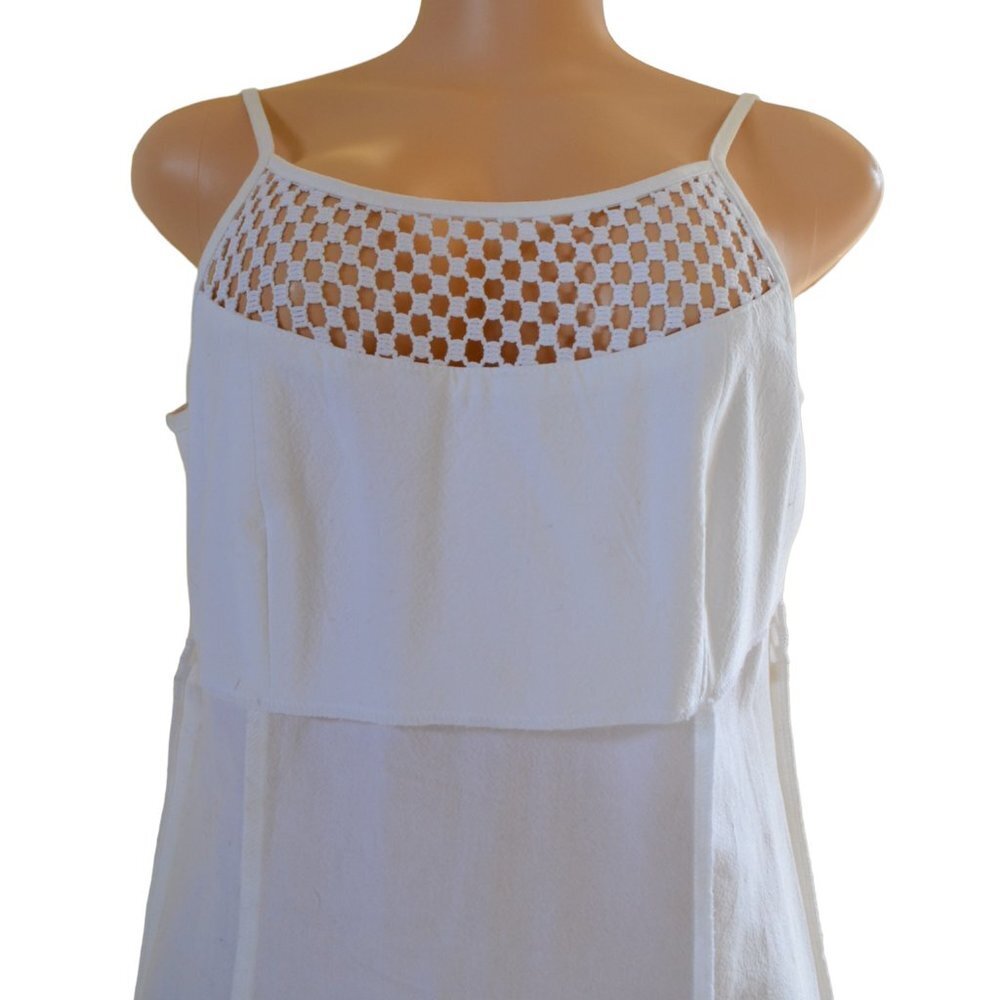 Cuco Mexico Class White Ivory Mesh Dress Spaghetti Straps Cotton Size M - L NWOT - Picture 11 of 13